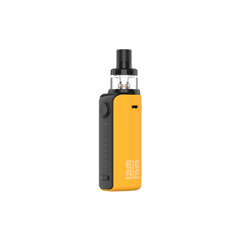 Eleaf iJust P40 vape kit in yellow standing upright on a white background.