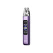 OXVA Xlim Pro 3 pod kit standing upright, showing its clear pod, purple silk-finish body and illuminated 30W OLED display on a white background.