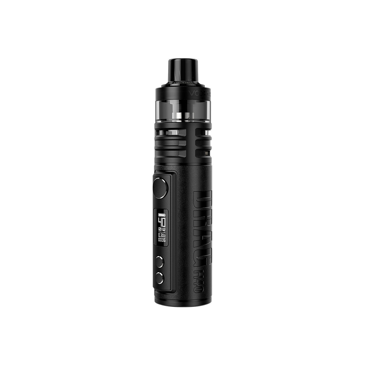 A VooPoo Drag H40 Vape Kit In Black On a White Background 