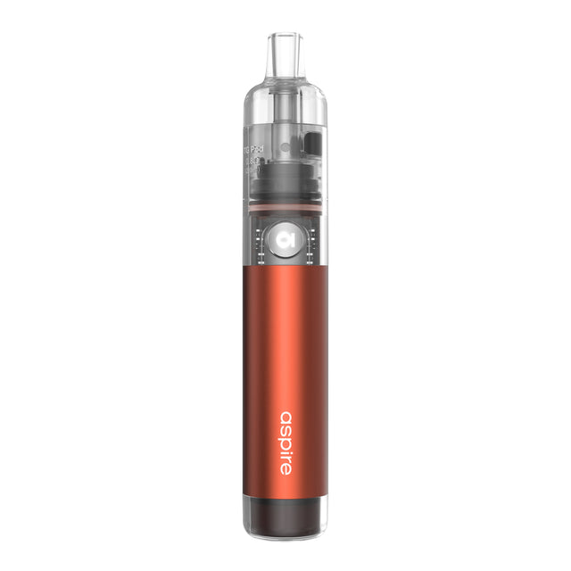 Aspire Cyber G vape kit in Amber Orange showing the metallic body and clear pod.
